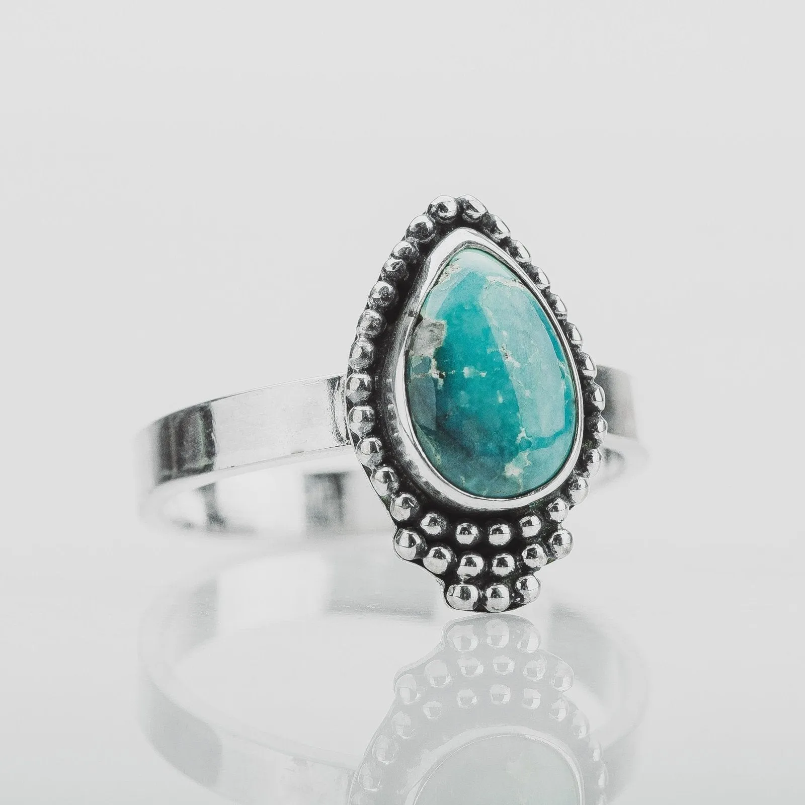 Size 7.5 White Water Turquoise Gemstone Ring