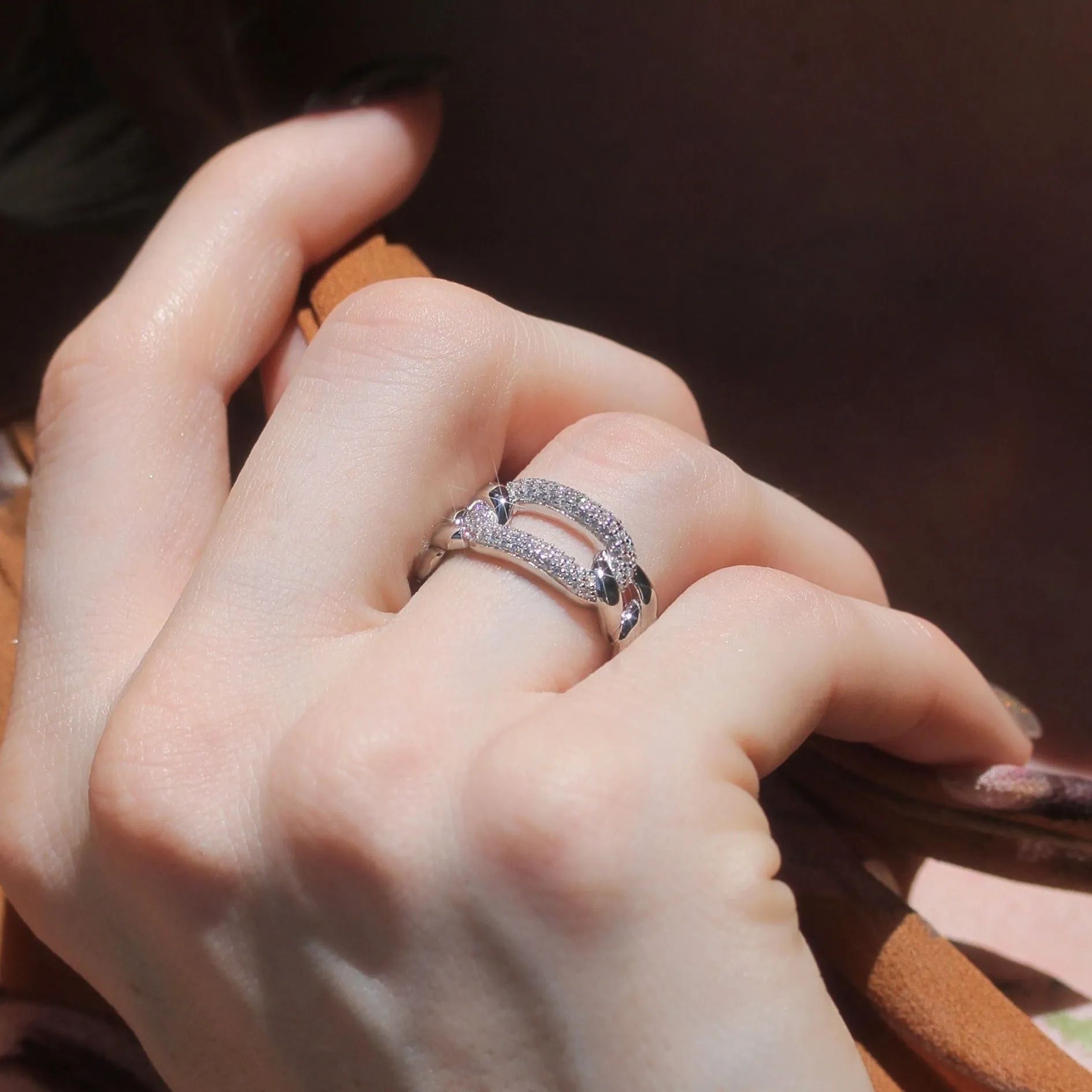 Sparkling Chain Link Statement Ring