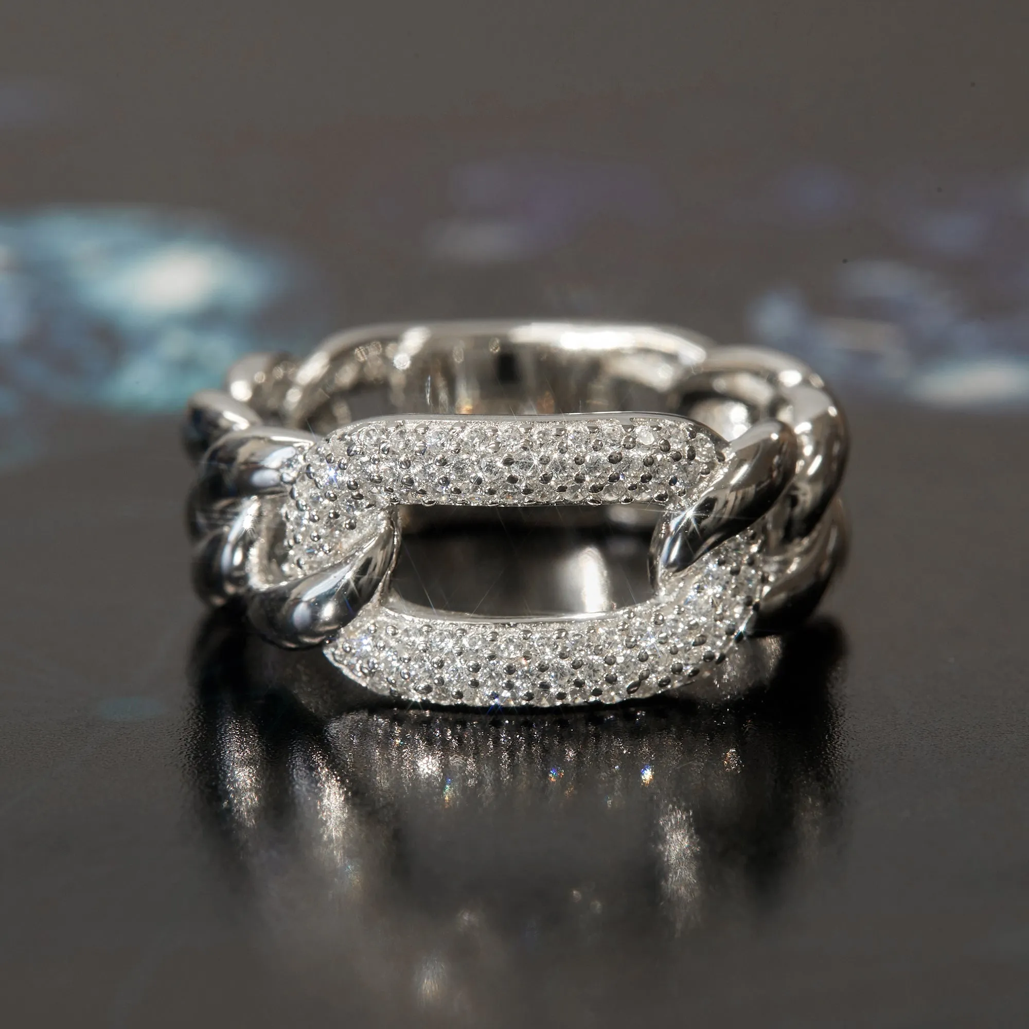 Sparkling Chain Link Statement Ring