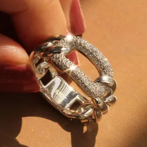 Sparkling Chain Link Statement Ring