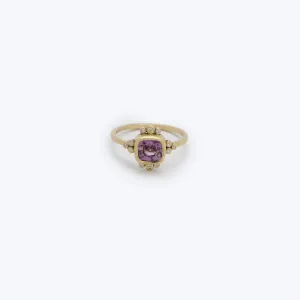 Square Pink Sapphire Ring, Size 6