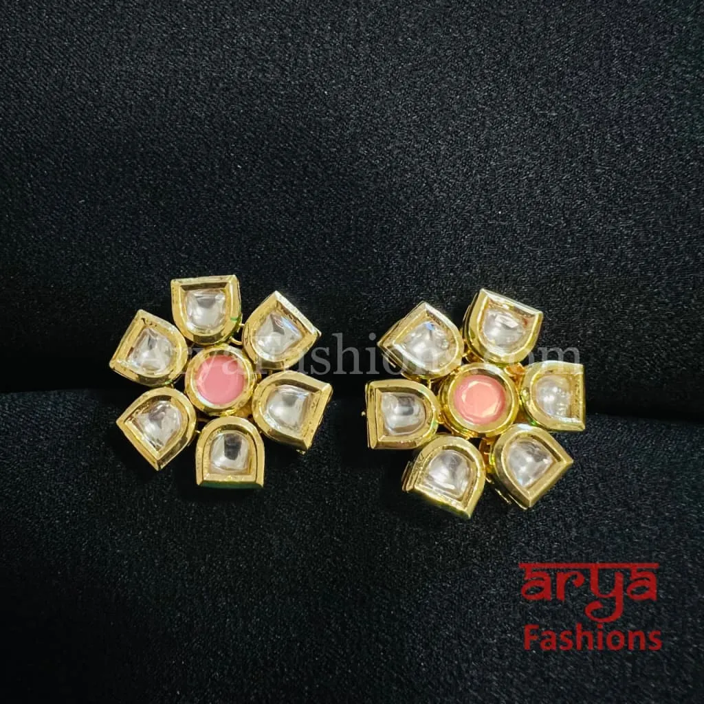 Star Kundan Meenakari Gold plated Studs