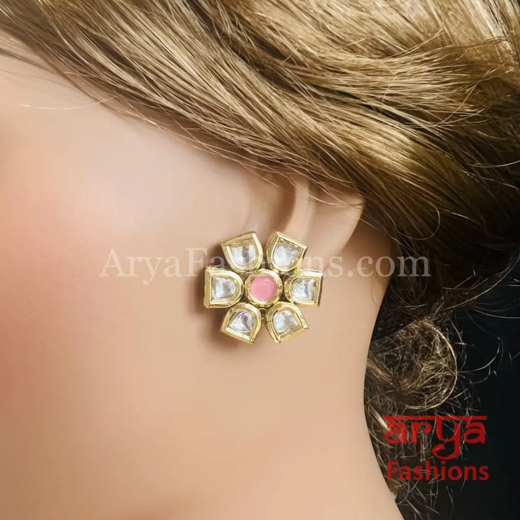 Star Kundan Meenakari Gold plated Studs