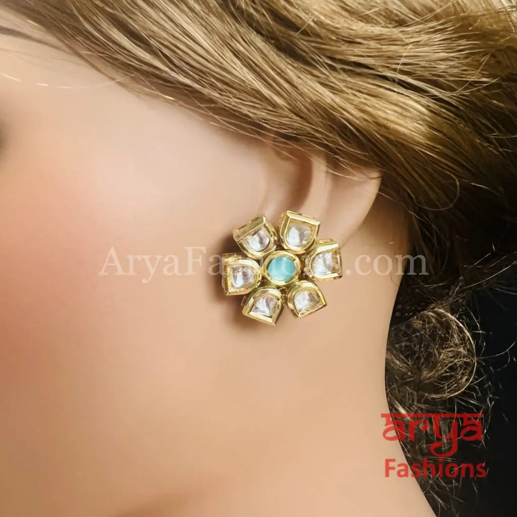 Star Kundan Meenakari Gold plated Studs