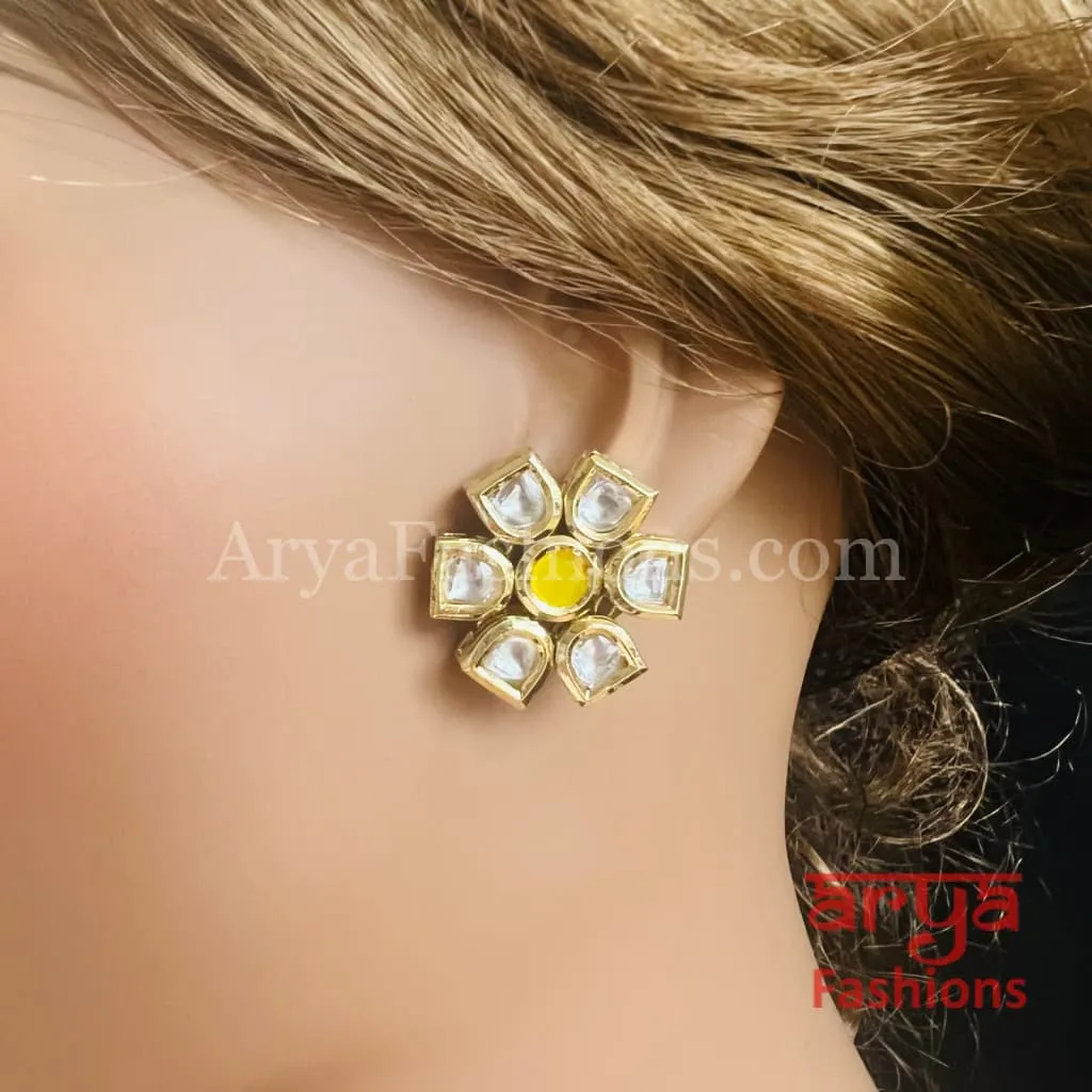 Star Kundan Meenakari Gold plated Studs