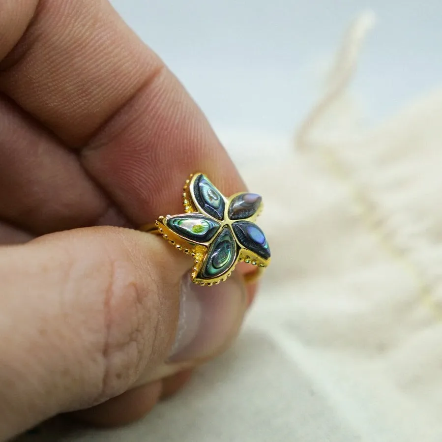 Starfish Ring with Abalone Shell