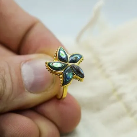 Starfish Ring with Abalone Shell