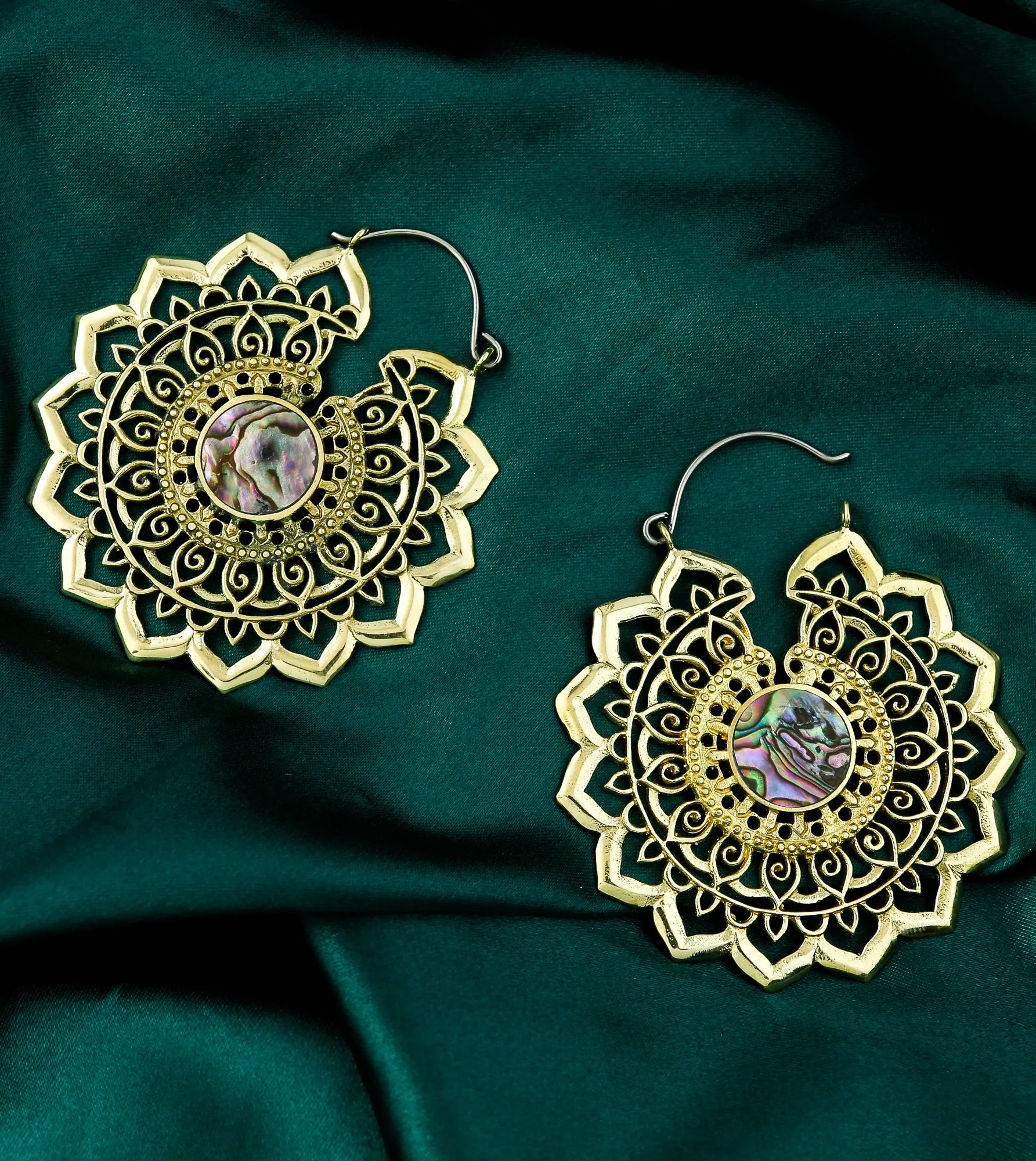 Stargaze Brass Earrings With Abalone Inlay