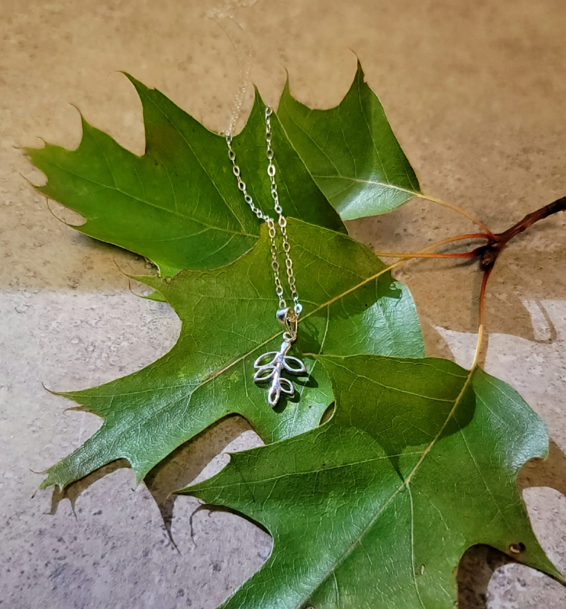 Sterling Leaf Necklace