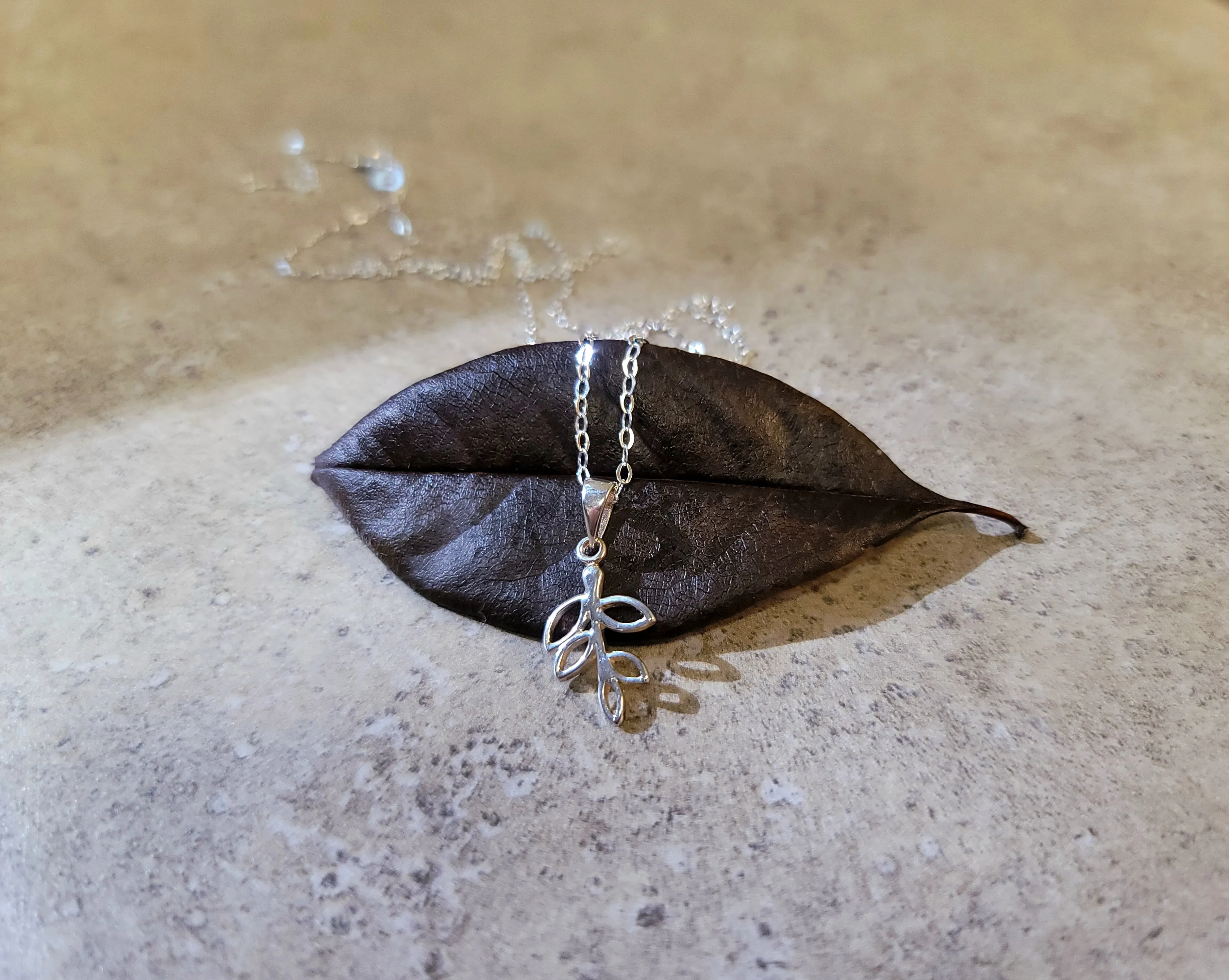 Sterling Leaf Necklace