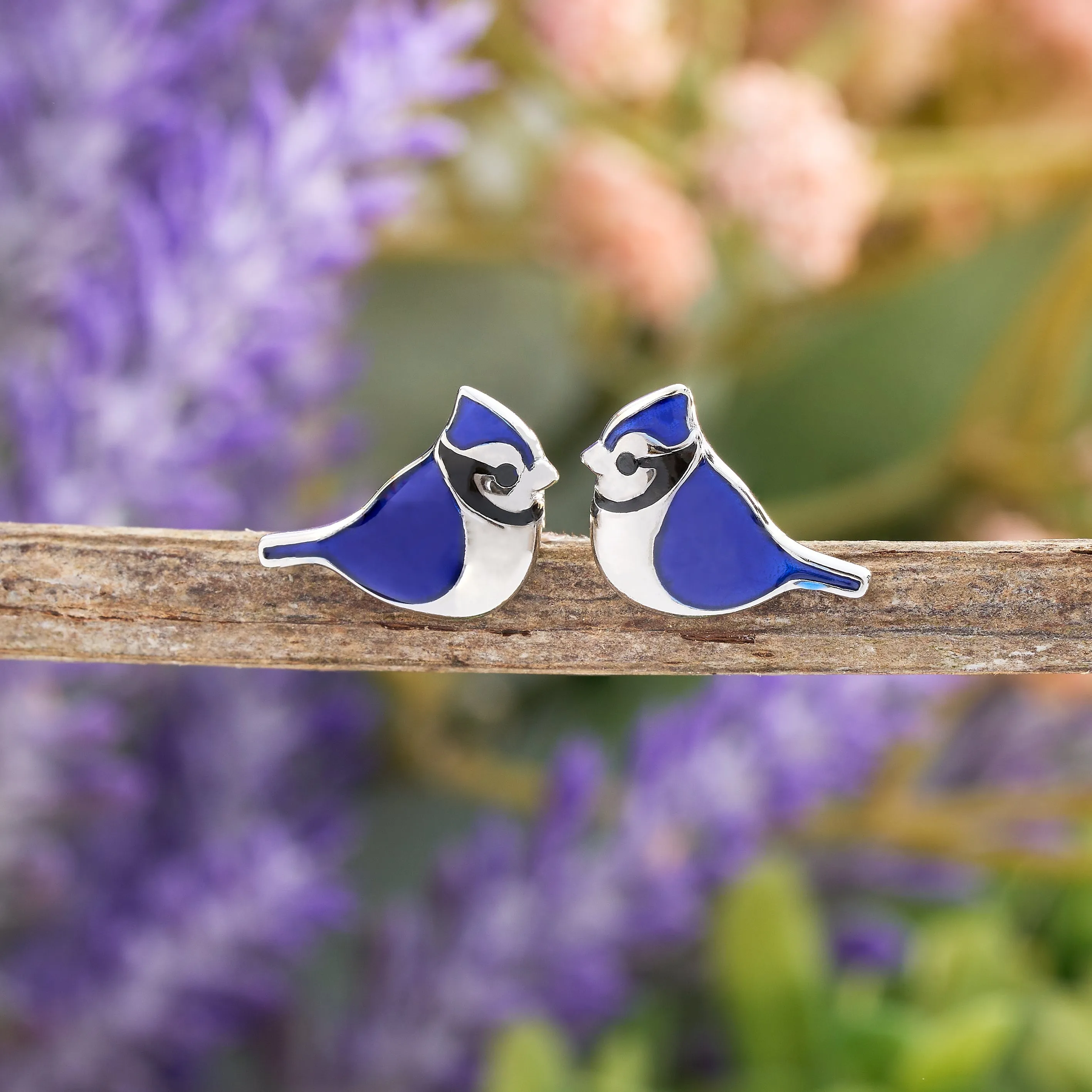 Sterling Silver Blue Jay Studs