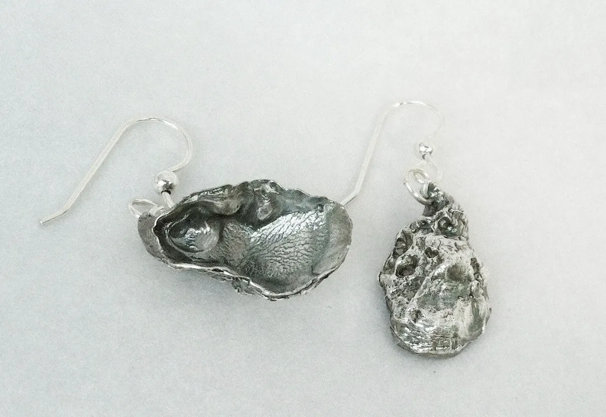 Sterling Silver Oyster Shell Earrings