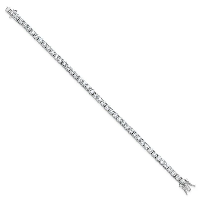 Sterling Silver Rhodium-plated 4mm CZ 7.5in Tennis Bracelet