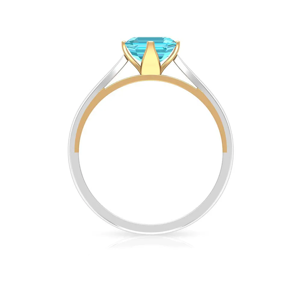 Stunning Asscher Cut Swiss Blue Topaz Solitaire Ring