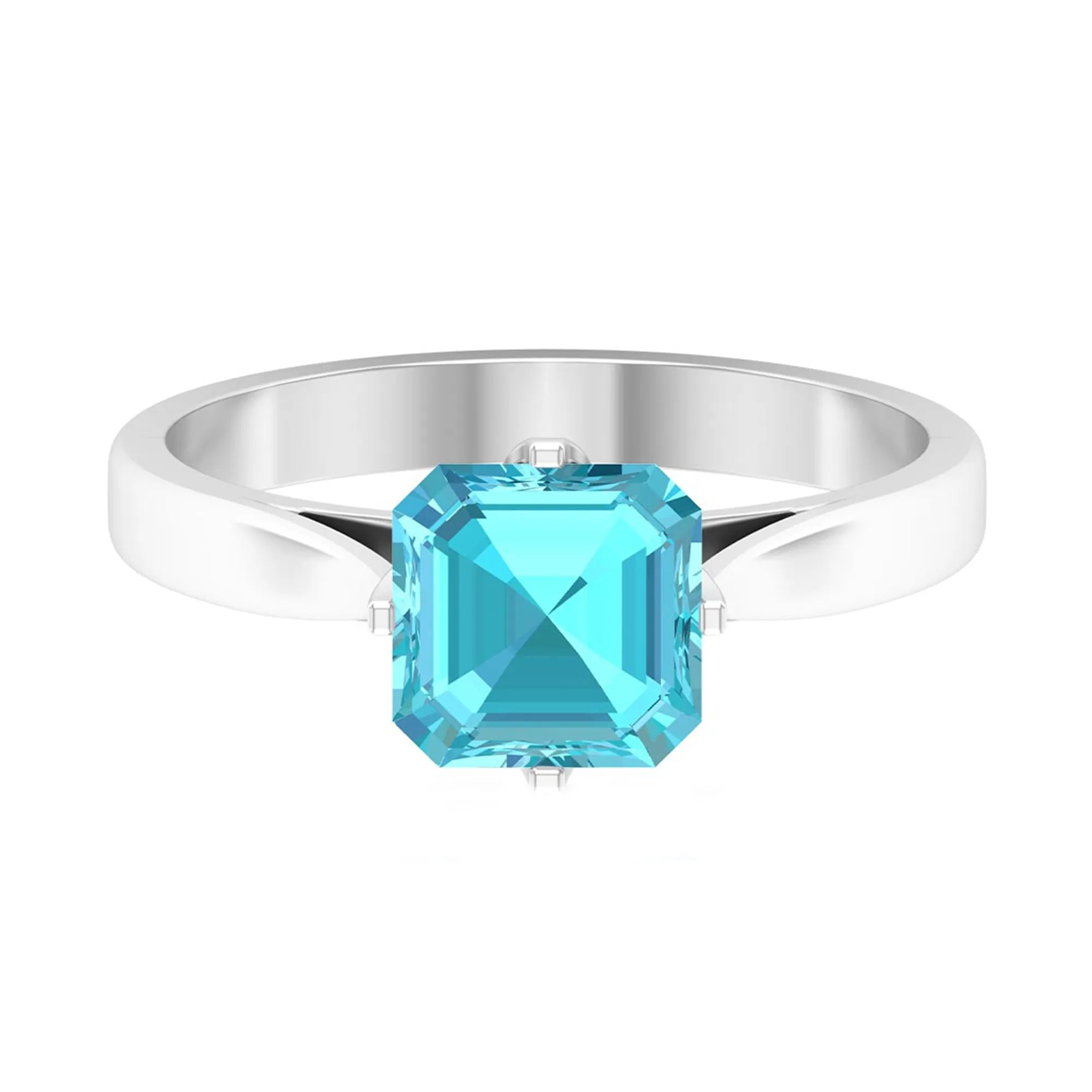 Stunning Asscher Cut Swiss Blue Topaz Solitaire Ring