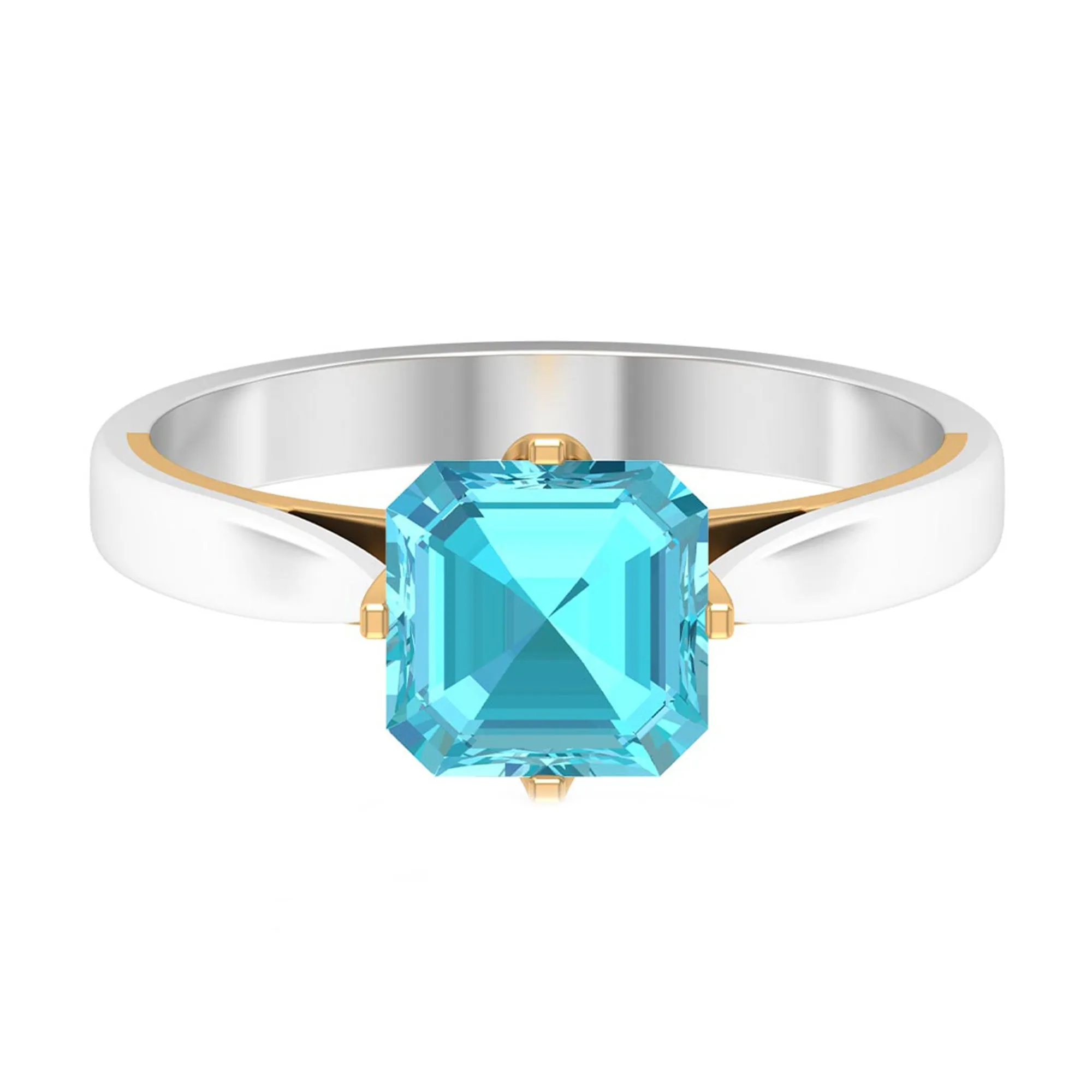 Stunning Asscher Cut Swiss Blue Topaz Solitaire Ring