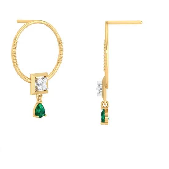 Stunning Diamond Earrings With Green Stones