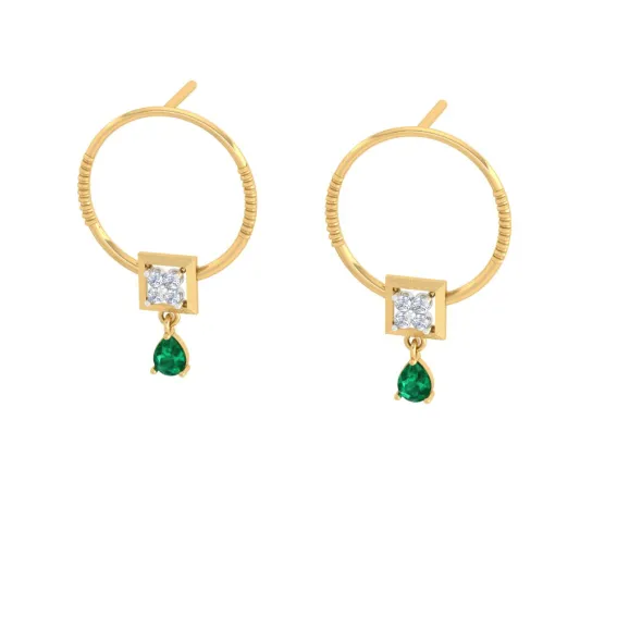 Stunning Diamond Earrings With Green Stones