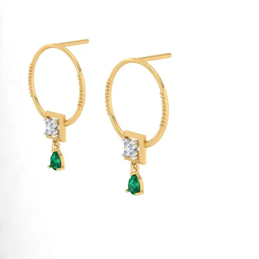 Stunning Diamond Earrings With Green Stones