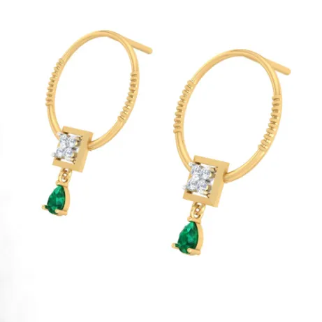 Stunning Diamond Earrings With Green Stones