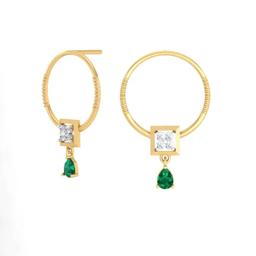 Stunning Diamond Earrings With Green Stones