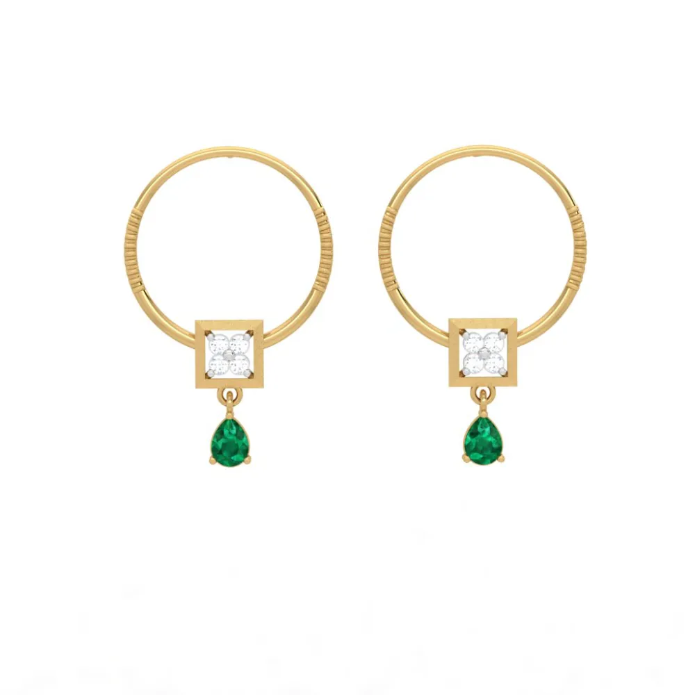 Stunning Diamond Earrings With Green Stones