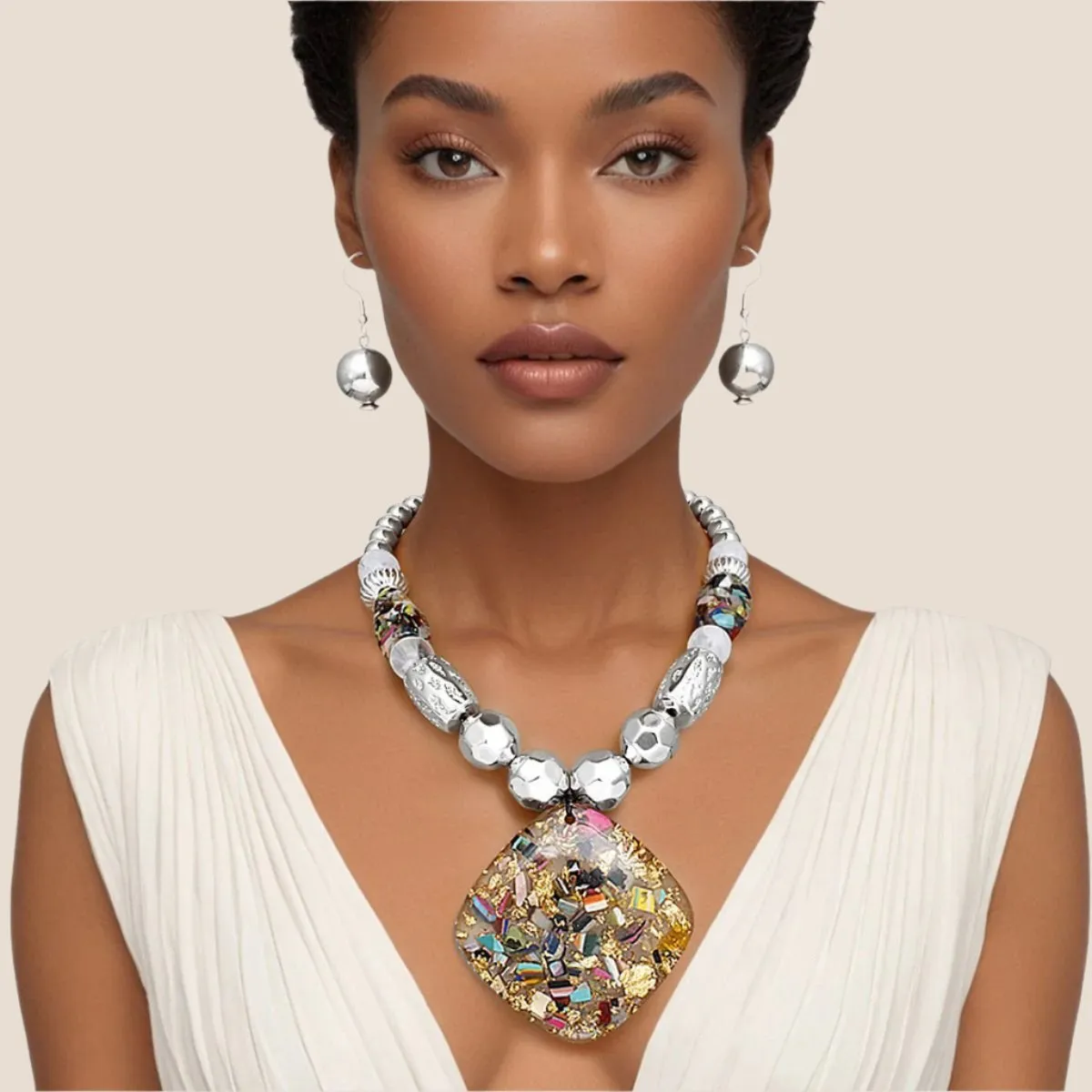 Stunning Multicolor Necklace Set with Earrings