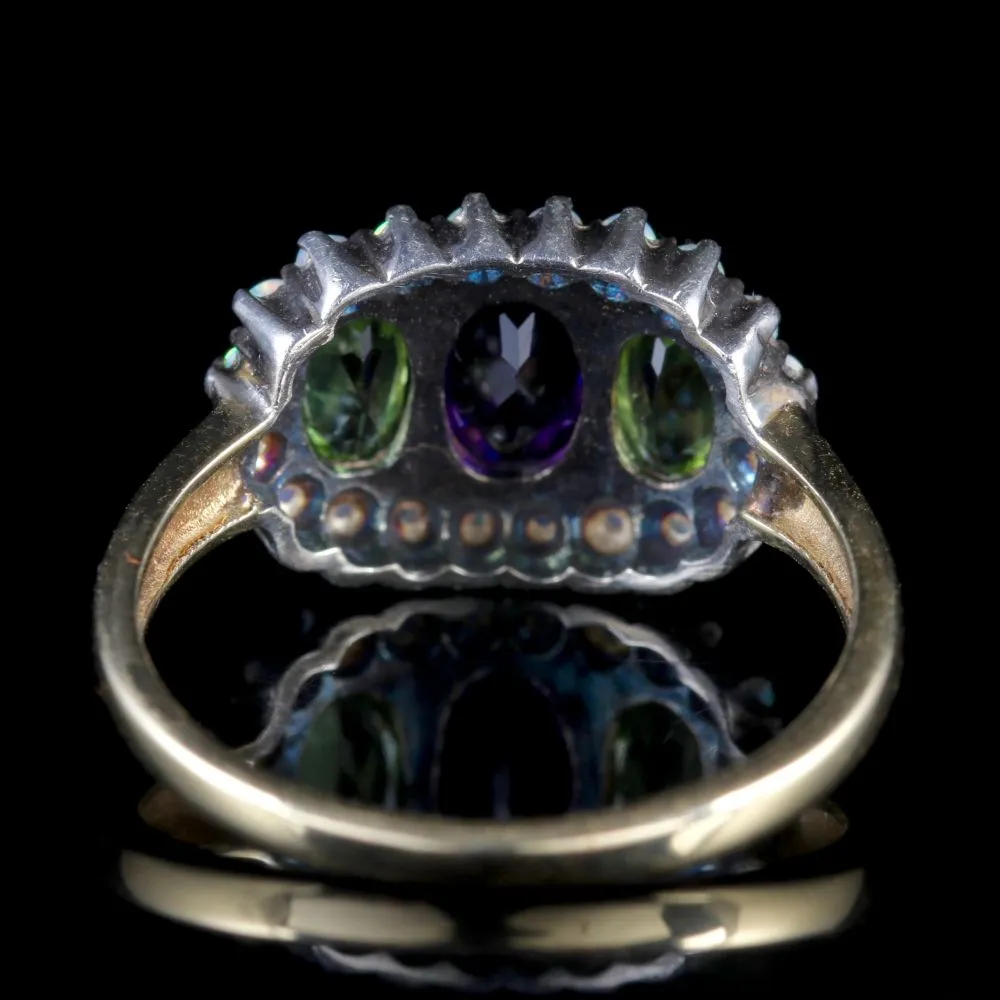 Suffragette Ring Amethyst Peridot Opal 9Ct Gold