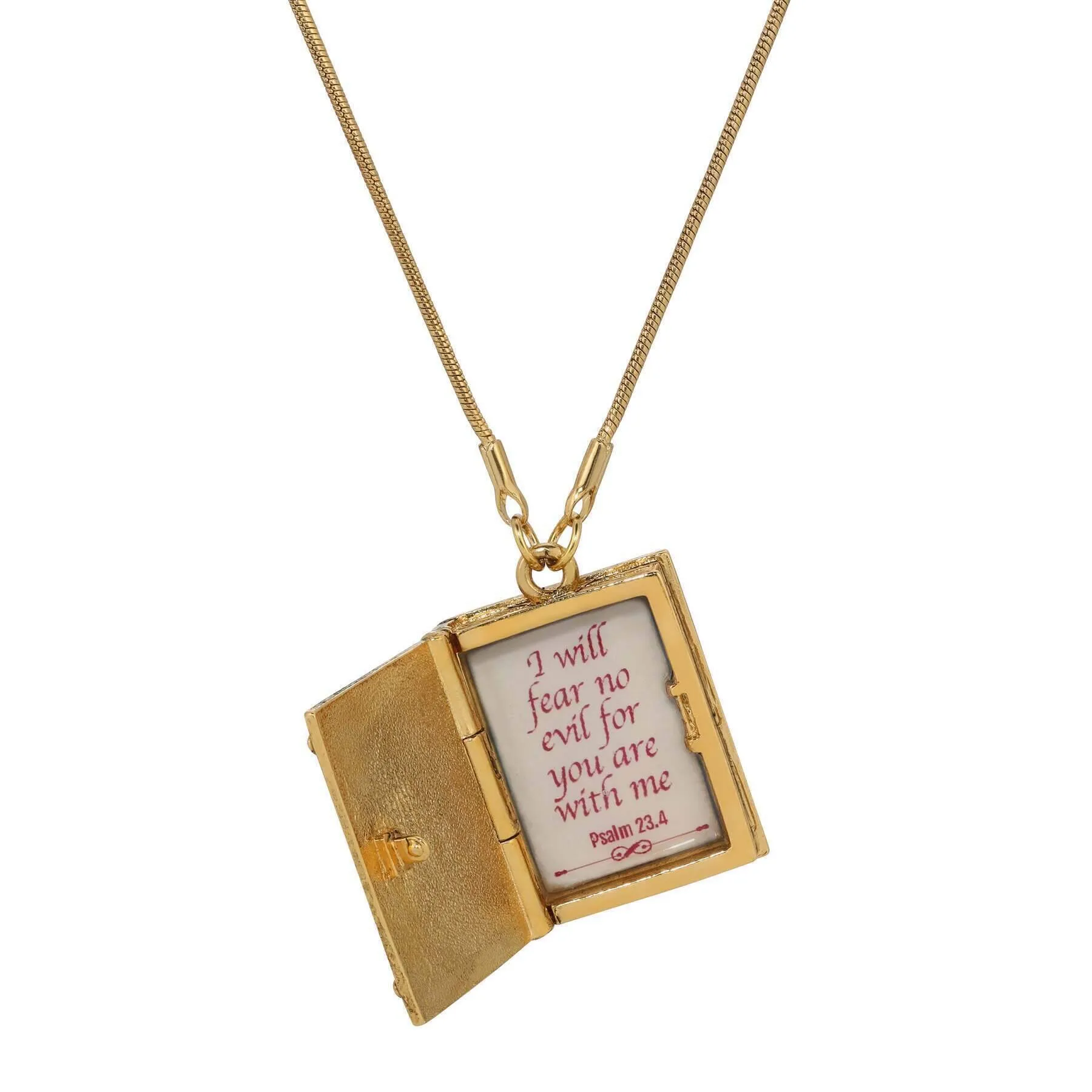 Symbols Of Faith Psalm 23:4 Holy Bible Locket Pendant Necklace 32"