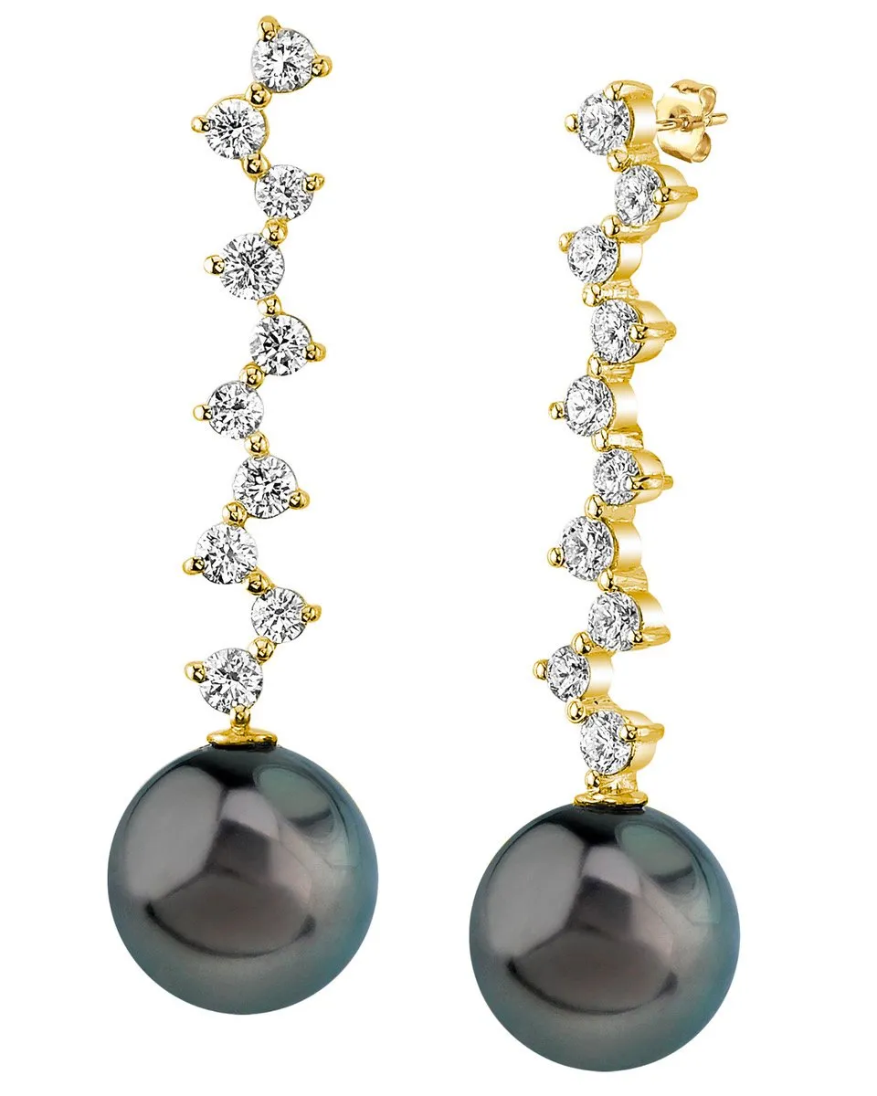 Tahitian South Sea Pearl & Diamond Evasion Earrings