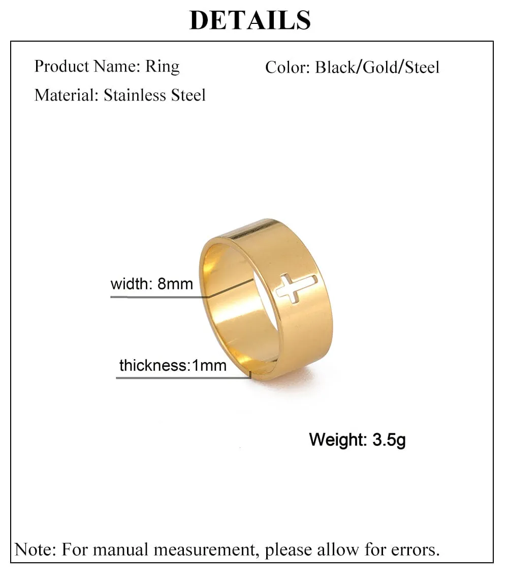 Thick Christian Hollow Cross Ring