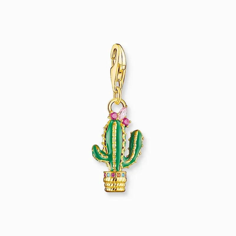 Thomas Sabo Charm Pendant - Green Cactus - Gold Plated