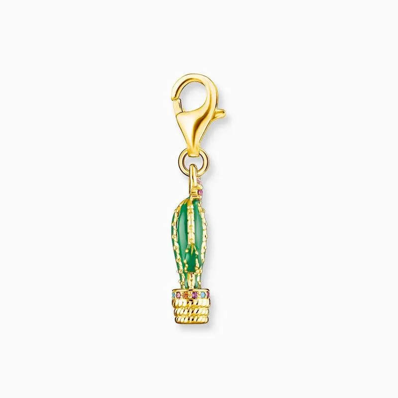 Thomas Sabo Charm Pendant - Green Cactus - Gold Plated