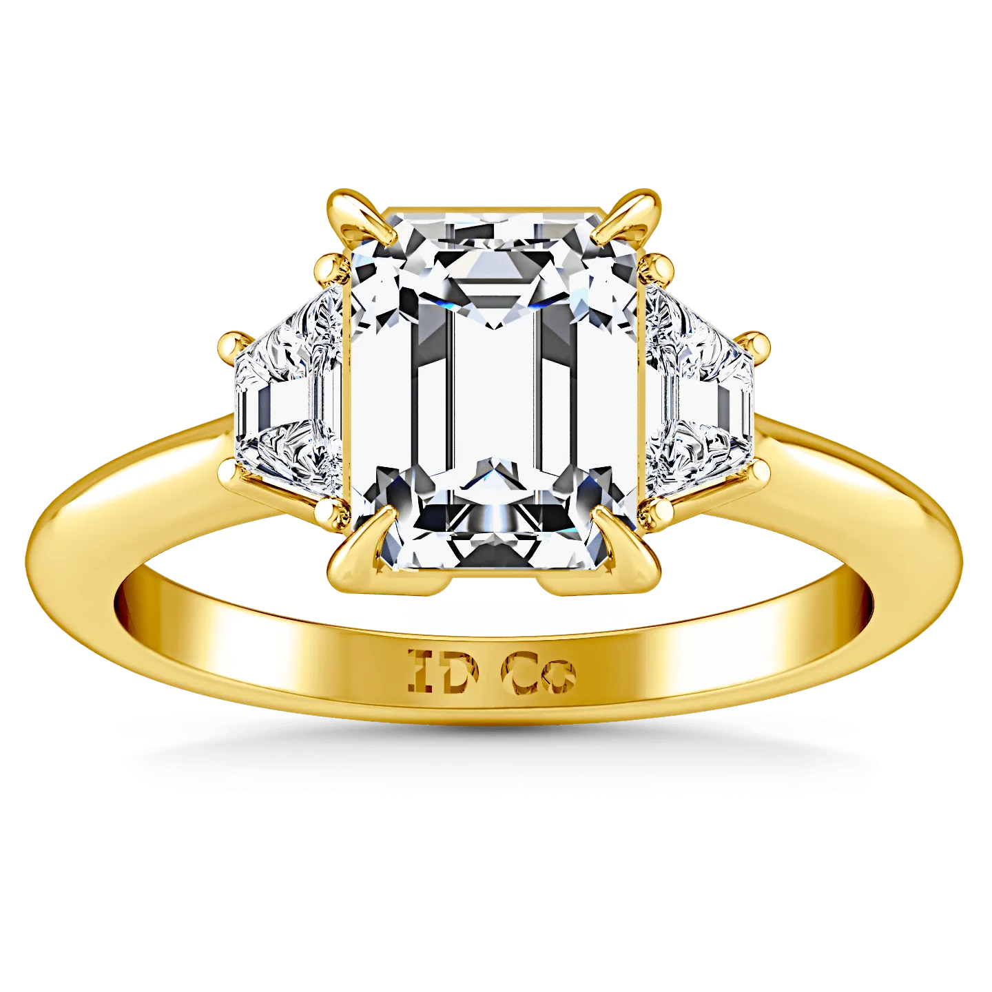 Three Stone Diamond Cushion Cut Engagement Ring Celesse 14K Yellow Gold