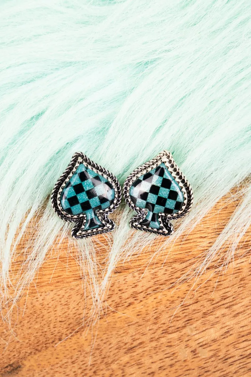 TIPI Cosmic Turquoise Spade Silvertone Earrings