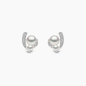 Trend 18K Gold Freshwater Pearl And Diamond Mini Apex Stud Earrings