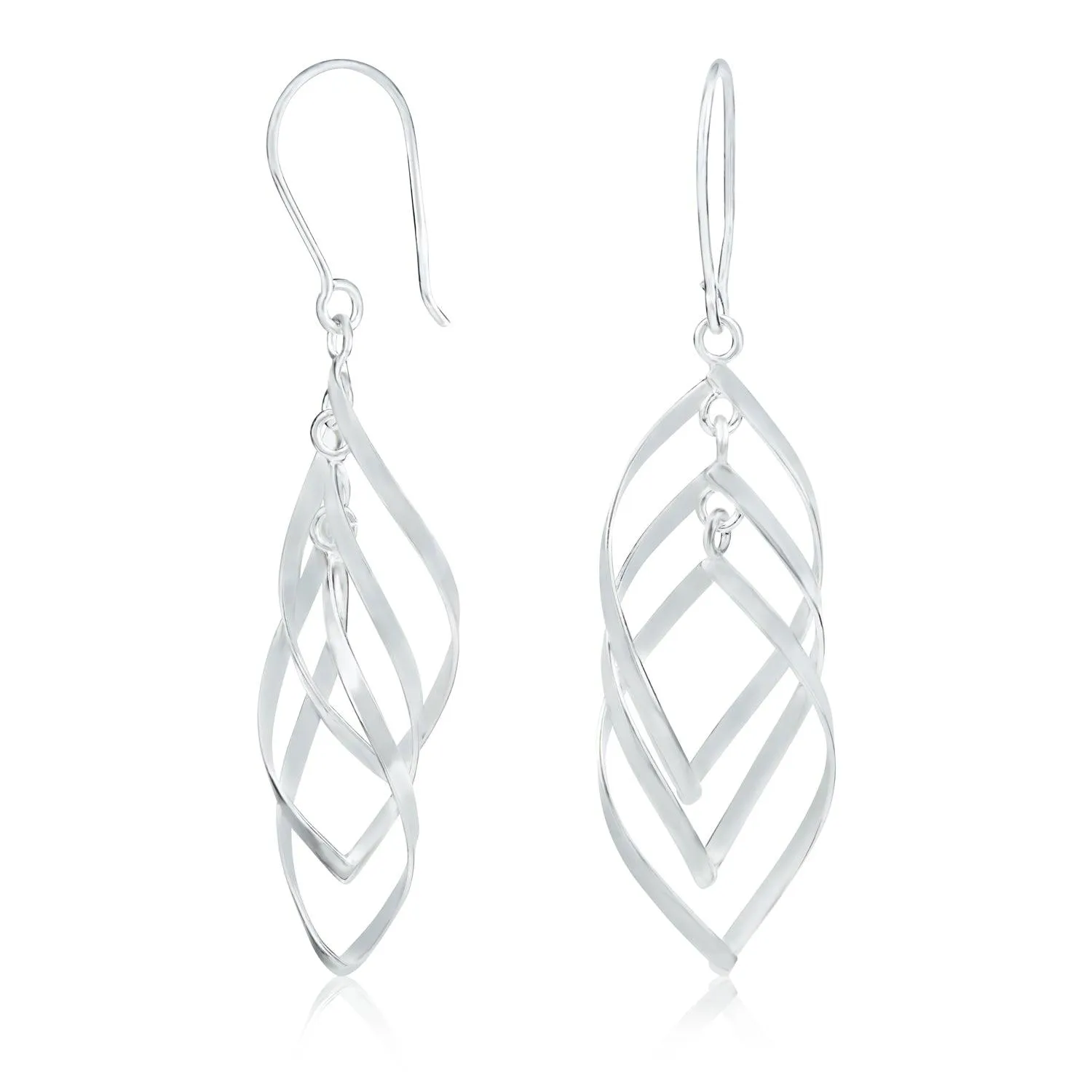 Trendy Swirl Wire Boho Dangle Earrings Multi Teardrop Layer Sterling Silver