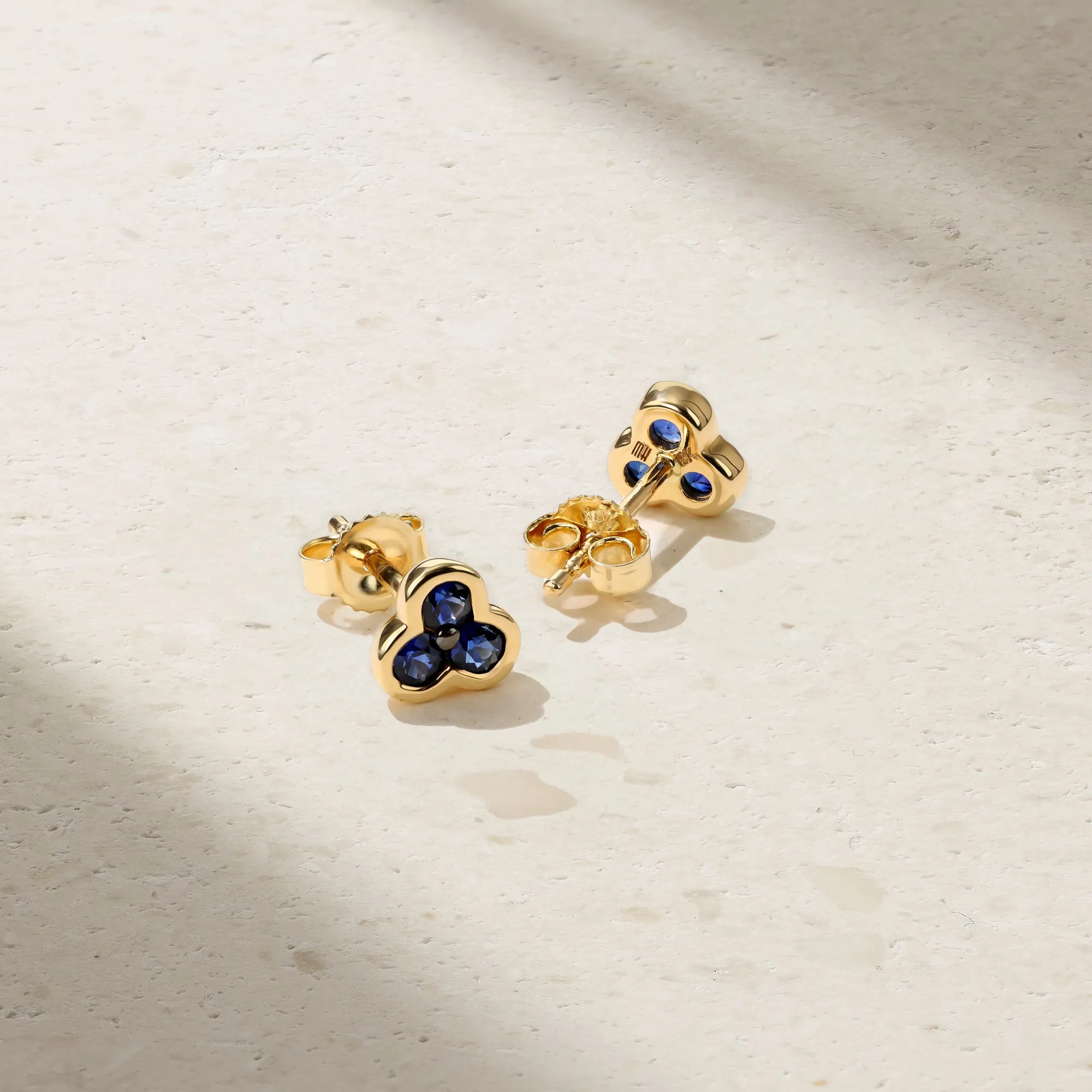 Trinity Sapphire Stud Earrings