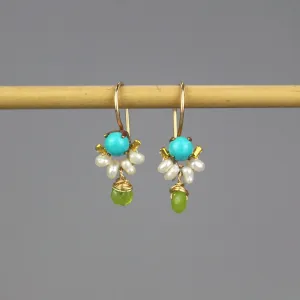 Turquoise Pearl Petite Dancer Earrings