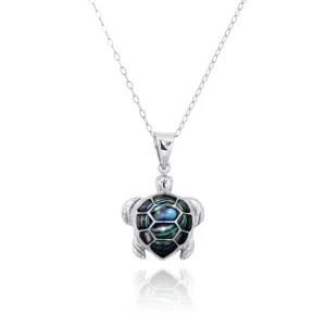 Turtle Pendant Necklace with Abalone Shell