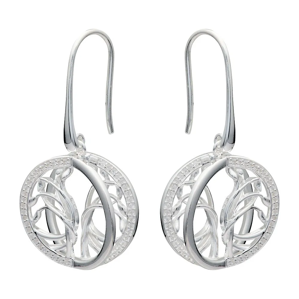 Unique & Co Sterling Silver Tree of Life Drop Earrings ME-823