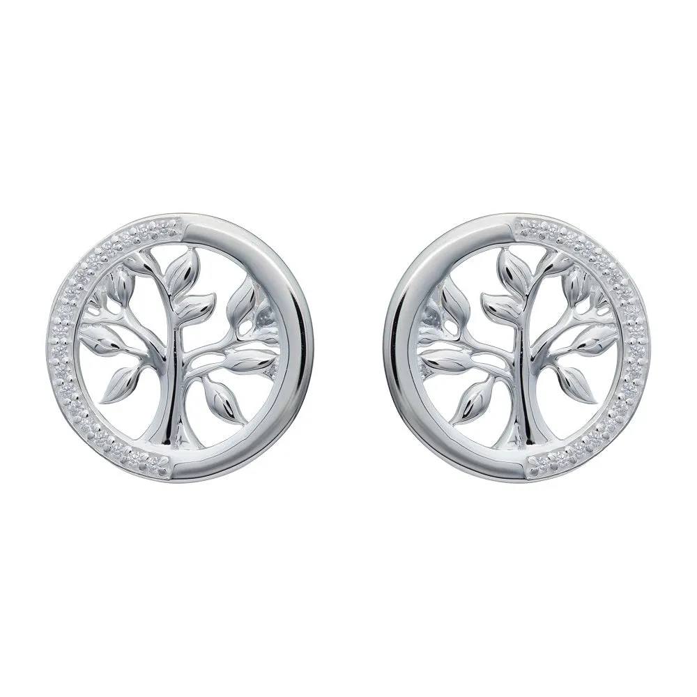 Unique & Co Sterling Silver Tree of Life Stud Earrings ME-820