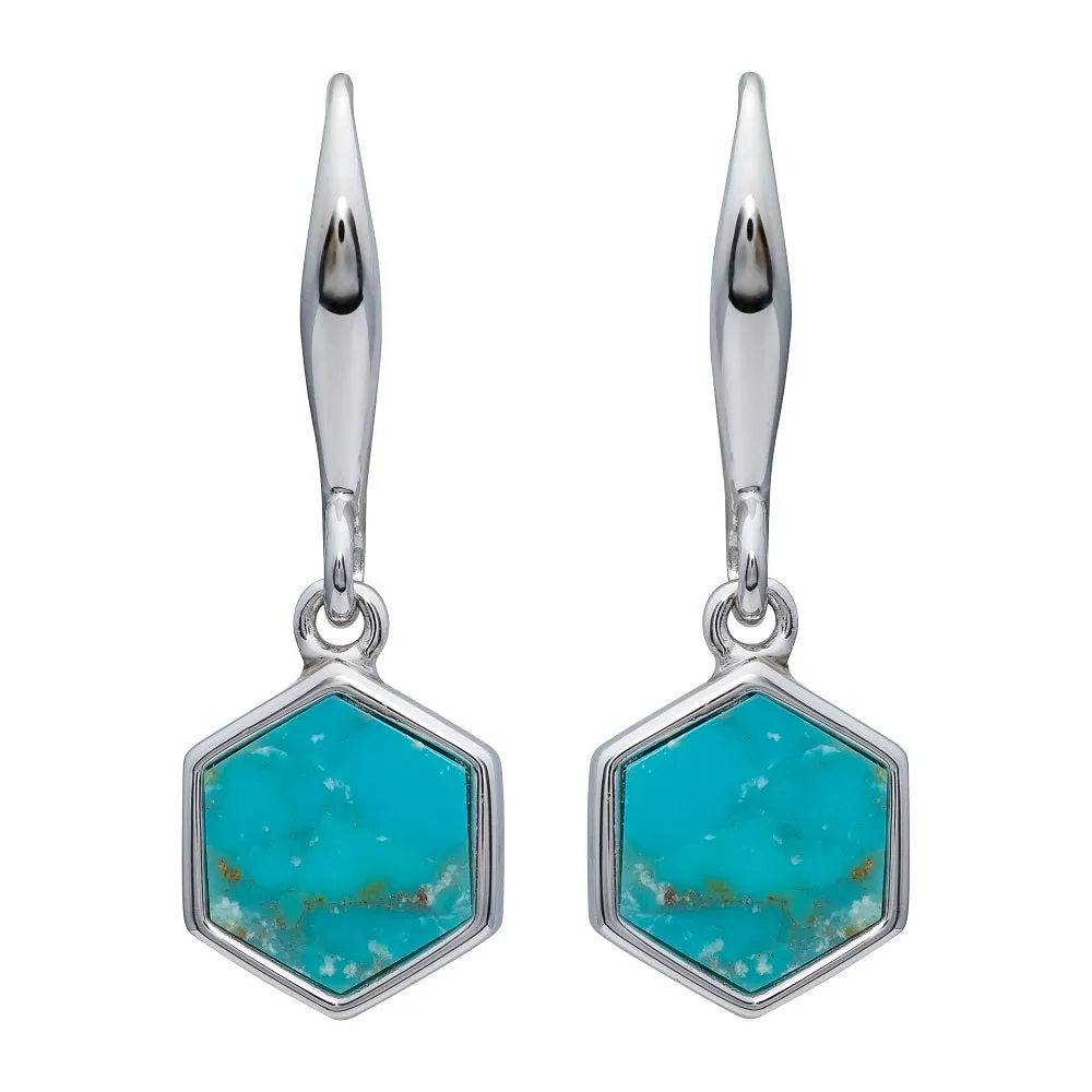 Unique & Co Sterling Silver Turquoise Drop Earrings ME-846