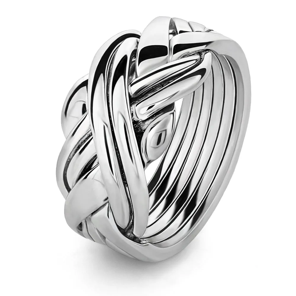 Unisex 6 band STERLING SILVER Puzzle Ring 6SU