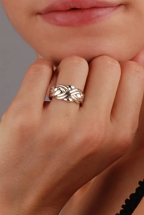 Unisex 6 band STERLING SILVER Puzzle Ring 6SU