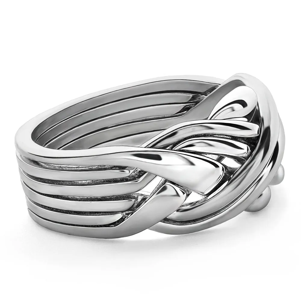 Unisex 6 band STERLING SILVER Puzzle Ring 6SU