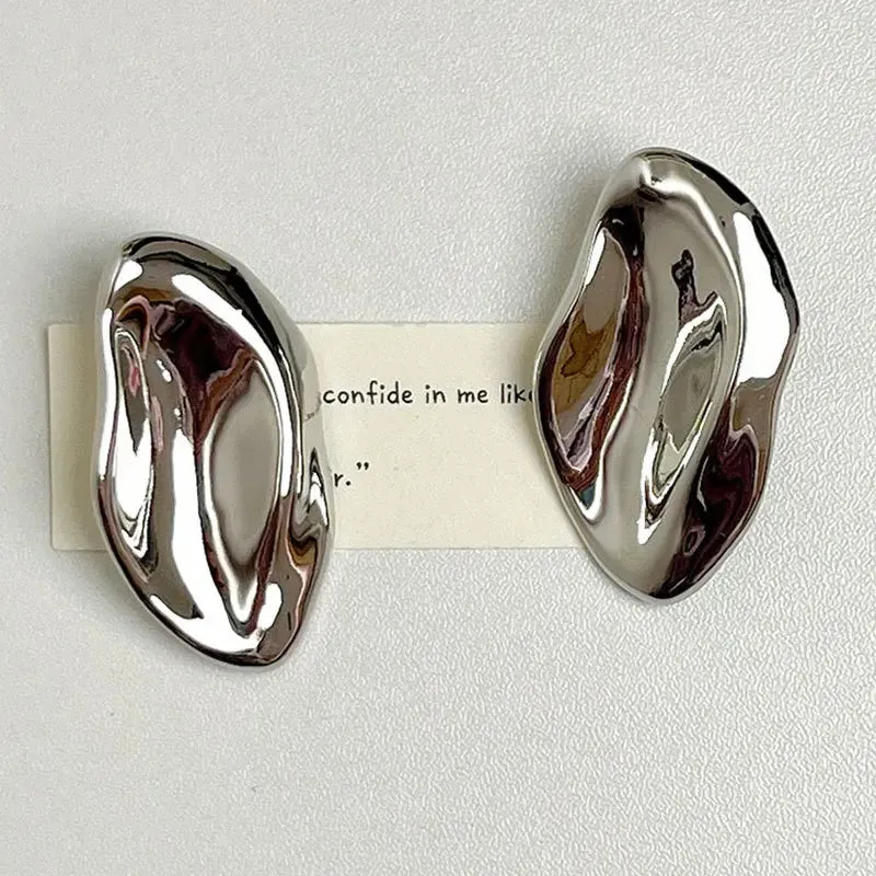 VAIGE Unique Geometric Leaf Stud Earrings with Irregular Convex Folds in Vintage Zinc Alloy for Trendy Party Jewelry