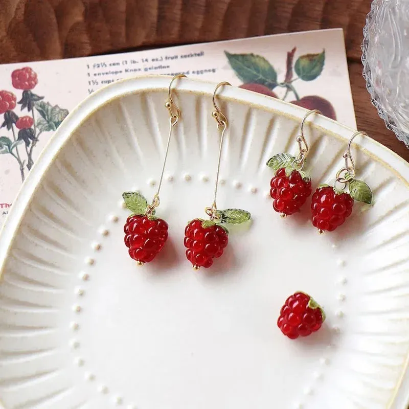 VAIGE Whimsical Raspberry Red Earrings - Fruit-Inspired Jewelry