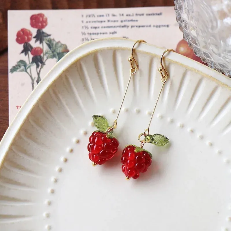 VAIGE Whimsical Raspberry Red Earrings - Fruit-Inspired Jewelry