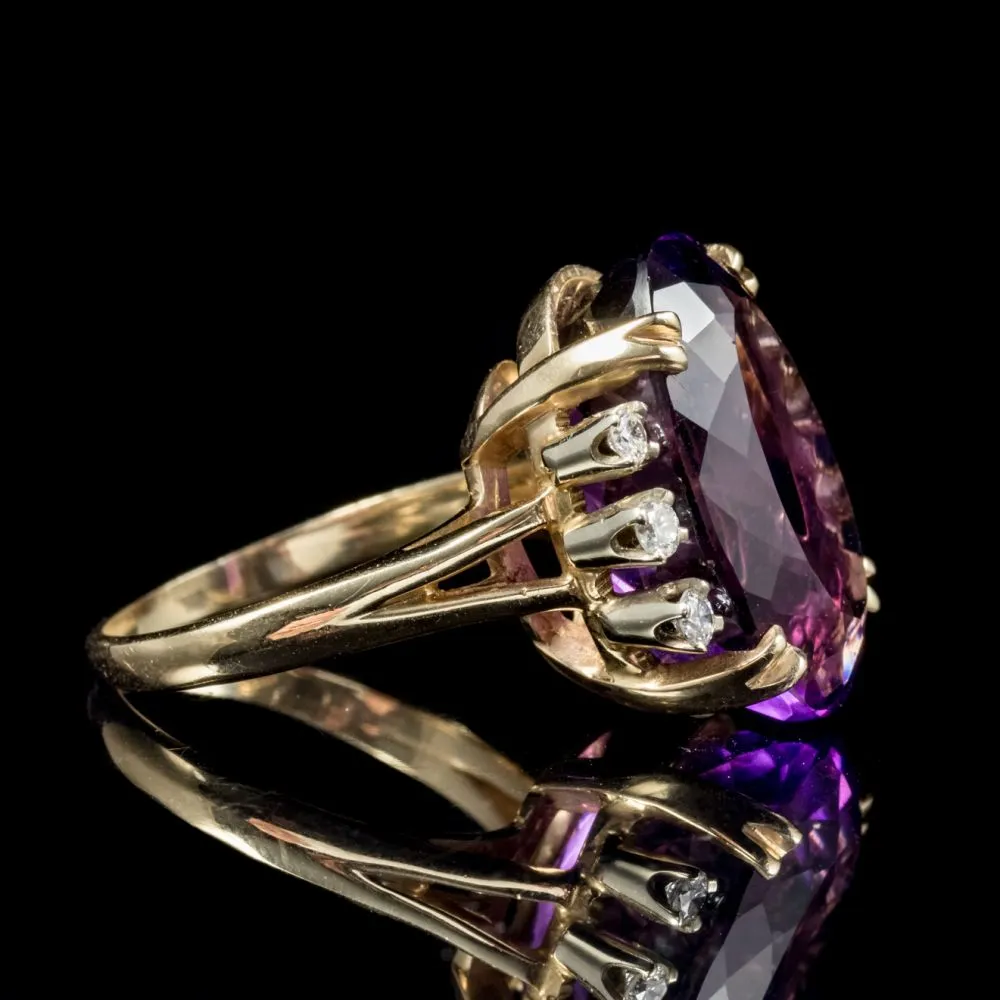 Vintage Amethyst Diamond Cocktail Ring 20ct Amethyst